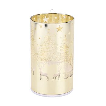 Wintertraum-Kollektion - LED-Tischlampe mit Drehfunktion, Rentier- und Tannenbaum-Motiv, Gold