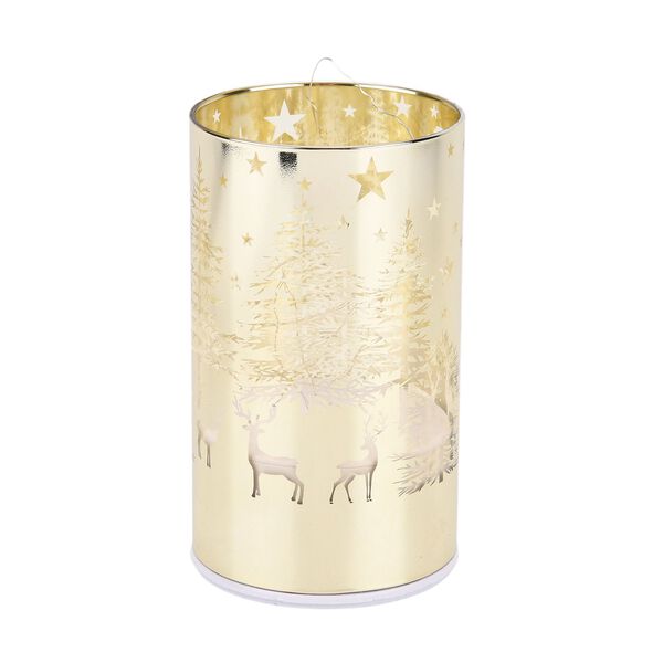 Wintertraum-Kollektion - LED-Tischlampe mit Drehfunktion, Rentier- und Tannenbaum-Motiv, Gold image number 2