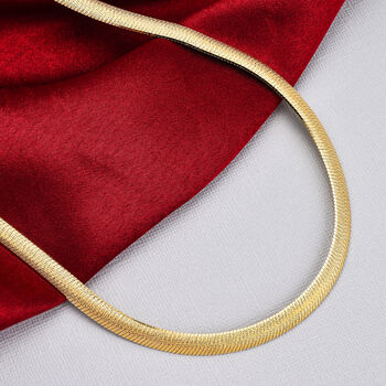 Chunky Choker flache Fischgr&auml;tenkette in vergoldetem Silber