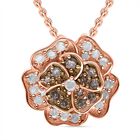 Nat&uuml;rlicher Champagner Diamant und wei&szlig;er Diamant Anh&auml;nger mit Kette, 925 Silber Ros&eacute;gold Vermeil ca. 0.33 ct