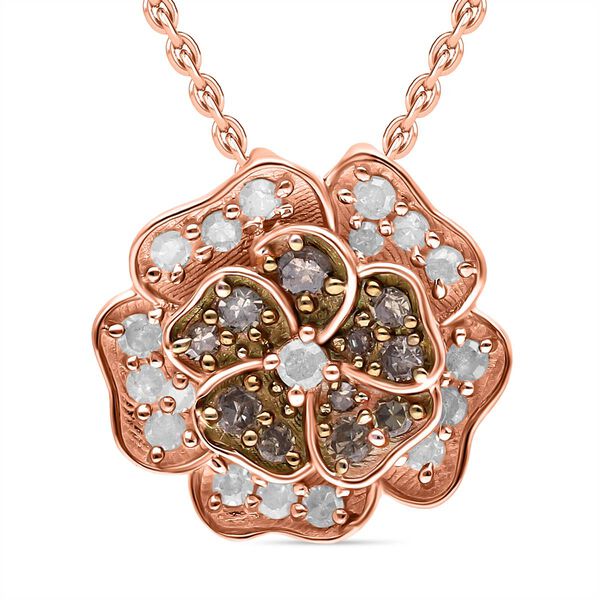 Nat&uuml;rlicher Champagner und wei&szlig;er Diamant-Anh&auml;nger mit Kette - 0,33 ct. image number 0