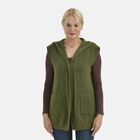 Komfort-Strickweste mit Kapuze und 2 Taschen, länge 70 cm, Grün