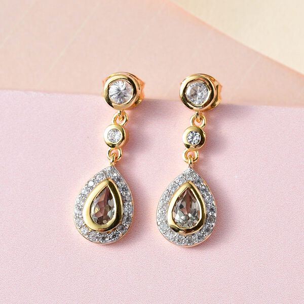 AAA Turkizit und Zirkon Halo Ohrringe - 1,32 ct. image number 2