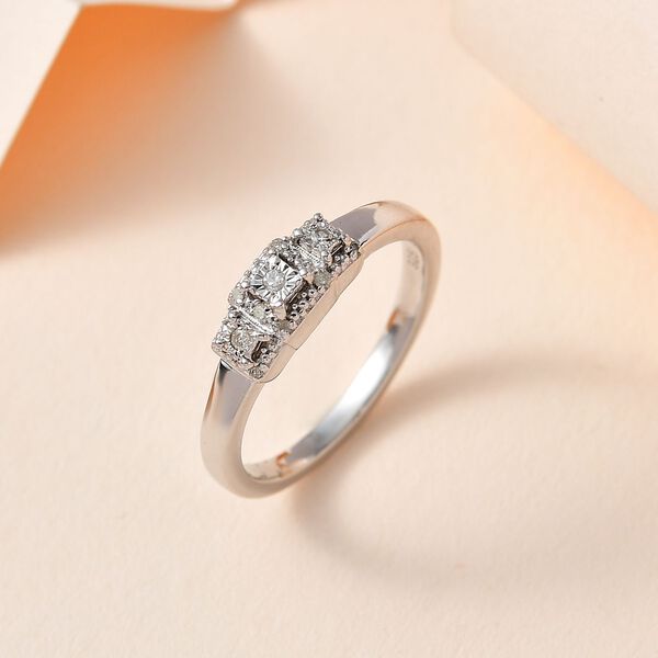 Weißer Diamant P3 Ring, 925 Silber rhodiniert, ca. 0.05 ct image number 1
