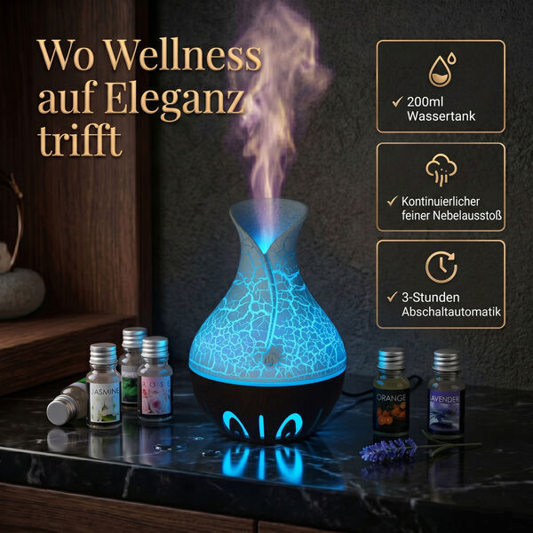 LIVMORE Luftbefeuchter mit 7 &auml;therischen &Ouml;len, 200 ml Wasserkapazit&auml;t, Kaffee image number 4