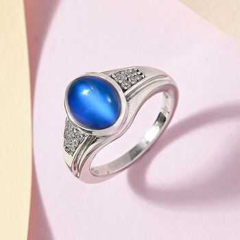 Aurora Mondstein, wei&szlig;er Zirkon Ring ,925 Silber platiniert (Gr&ouml;&szlig;e 17.00) ca. 3.10 ct