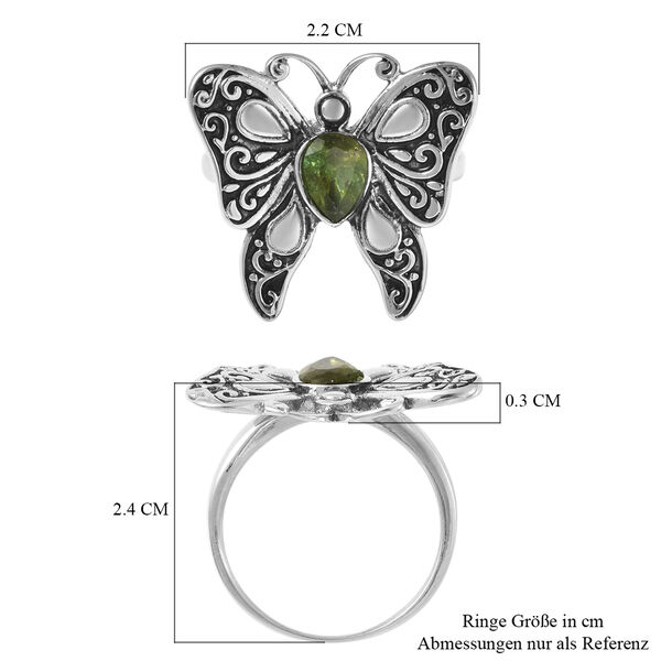 Natürlicher Peridot Schmetterling-Ring, Edelstahl Schwarz oxidiert  ca. 2,00 ct image number 7