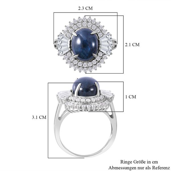 Blauer Sternsaphir und Zirkon-Ring - 7,20 ct. image number 4
