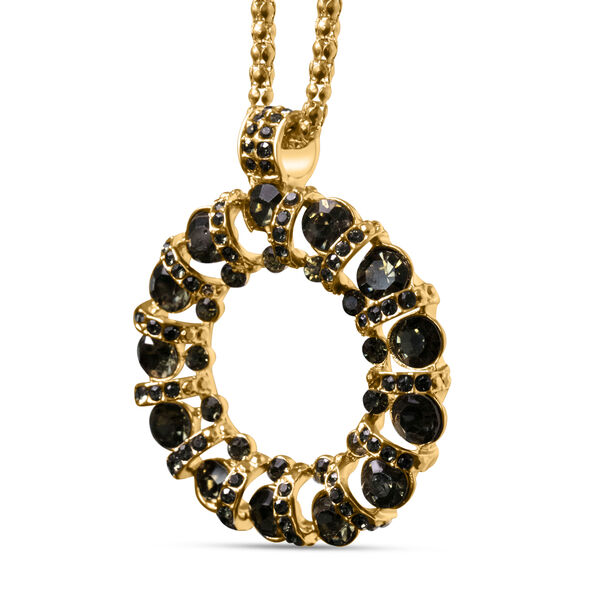 Neongr&uuml;ner Kristall Halskette ca. 70 cm  Std Schwarz image number 4