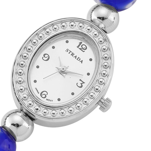 STRADA flexible blaue Armbanduhr im Murano-Stil, Japanisches Uhrwerk image number 5