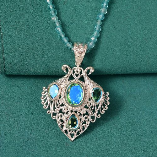 D joy Pfau Quarz Triplette Anhänger mit Kette (ca. 45 cm + 5 cm Extender), 925 Silber ca. 35.34 ct image number 1