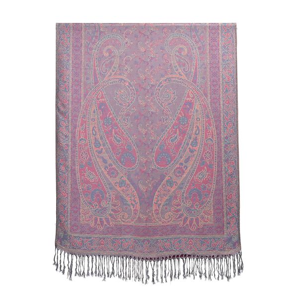 Jacquard Paisley-Schal mit Fransen, 170cm x 75cm, Modena-Blau image number 6