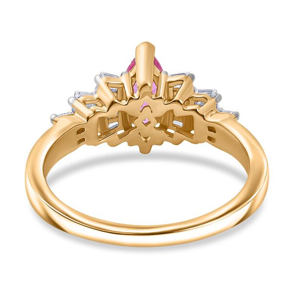 AAA Ilakaka Rosa Saphir (Fissure gefüllt), Moissanit Ring 925 Silber 750 Gelbgold Vermeil (Größe 20.00) ca. 1,17 ct image number 6