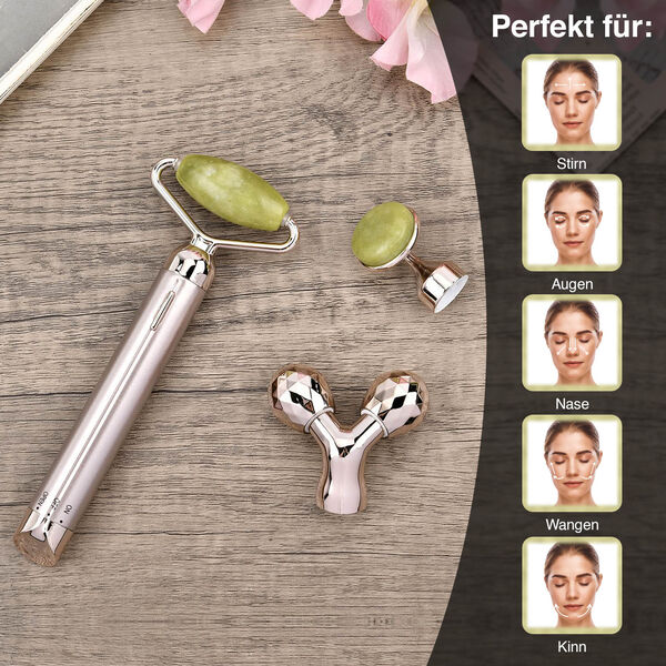 Serpentinengr&uuml;n Gesichtsroller-Massageger&auml;t mit Doppelkopf 2 Kugeln zur Hautstraffung und -festigung image number 4