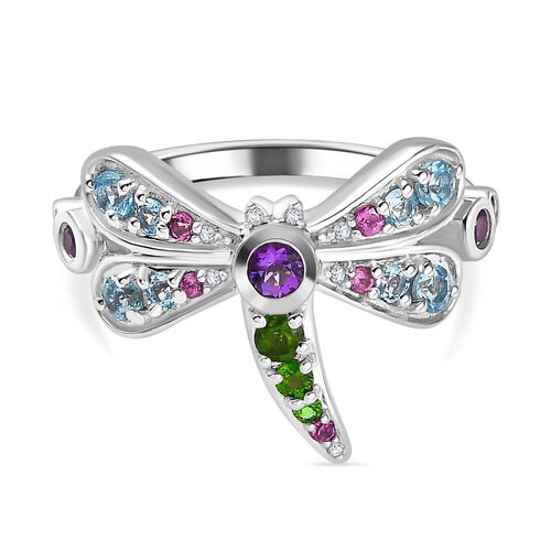 GP Trifono Kollektion- AA afrikanischer Amethyst, Schweizer Blautopas, Rhodolith Granat, Chromdiopsid, Zirkon und blauer Saphir-Ring - 0,99 ct. image number 0