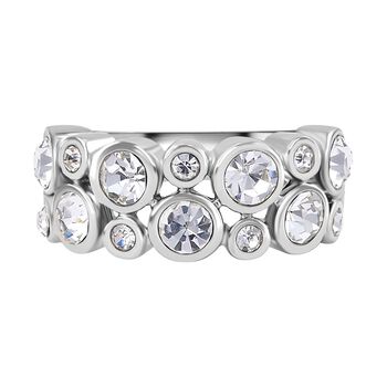 Wei&szlig;er Kristall-Ring in Silberton