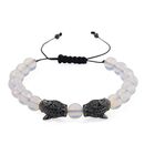 Opalite, Schwarzer Zirkonia Armband, Flexibles, Messing Schwarzes Rhodium