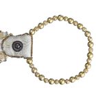 Handgefertigte Glückskekstasche aus Samtbrokat mit Perlen, créme image number 5