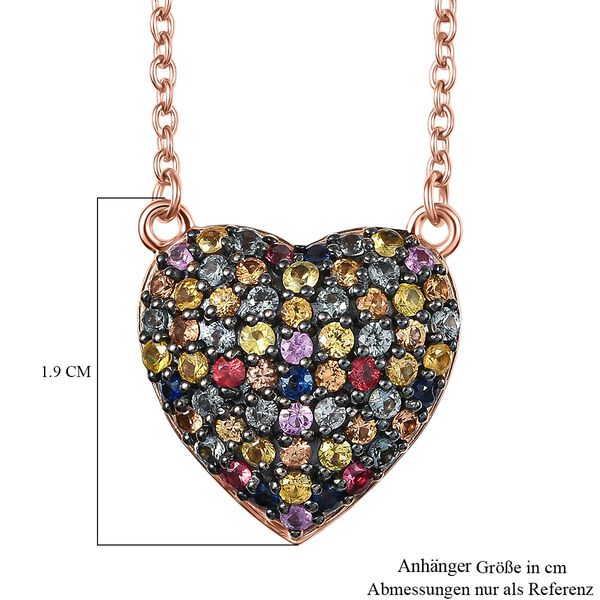 AAA Mehrfarbig Saphir Halskette ca. 45 cm 925 Silber Ros&eacute;gold Vermeil ca. 1.86 ct image number 7