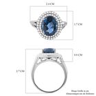 London Blau Topas und weißer Zirkon Ring, 925 Silber rhodiniert (Größe 20.00) ca. 5.06 ct image number 4