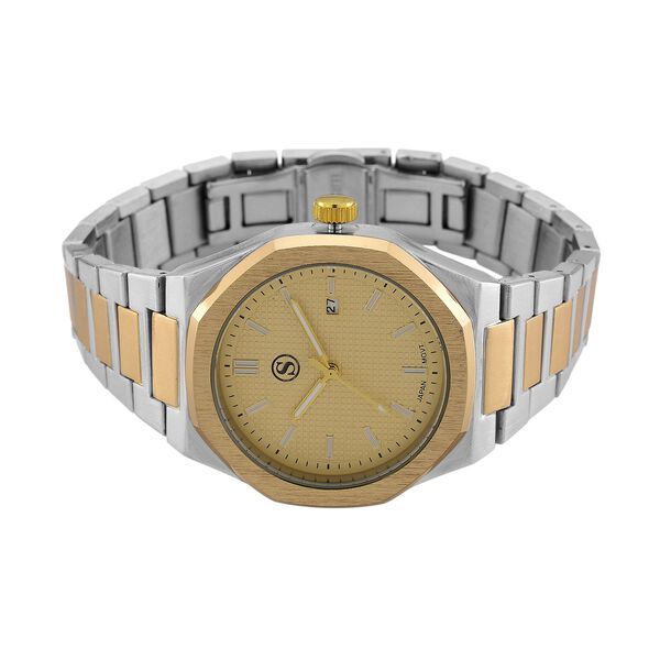 STRADA - Armbanduhr mit japanischem Uhrwerk und Datumsanzeige, Legierungsgehäuse  Sandstrahleffekt, bicolor, Goldfarben image number 3