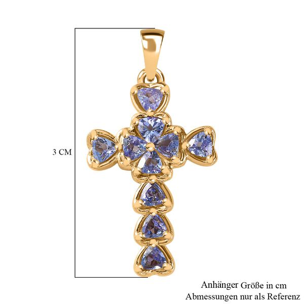 Tansanit Anh&auml;nger, 925 Silber 750 Gelbgold Vermeil - 1 ct. image number 6