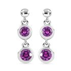 AAA Natürliche Radiant Ember Granat Ohrringe, 925 Silber rhodiniert ca. 0.98 ct