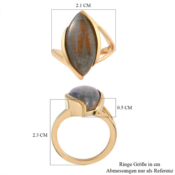 Feuer Labradorit Ring 925 Silber vergoldet  ca. 8,14 ct image number 7