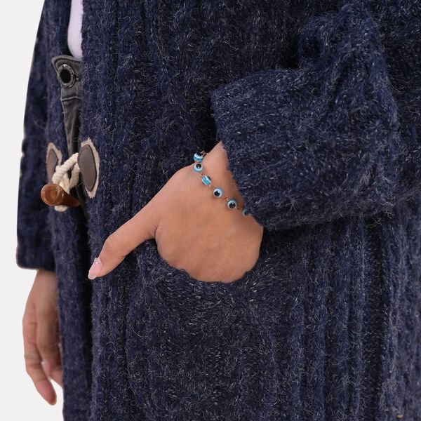 LA MAREY lange Strickjacke mit Kn&ouml;pfen, Einheitsgr&ouml;&szlig;e Dunkelblau image number 4