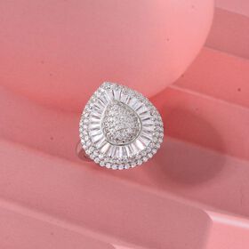 Lustro Stella Weißer Zirkonia Ring 925 Silber rhodiniert (Größe 17.00)