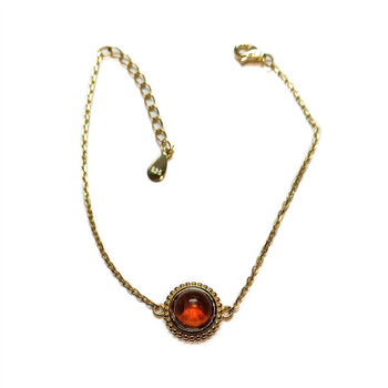 Nat&uuml;rliches Baltisches Bernstein Armband (8 mm), ca. 15.25 cm + 3 cm Extender, 925 Silber vergoldet