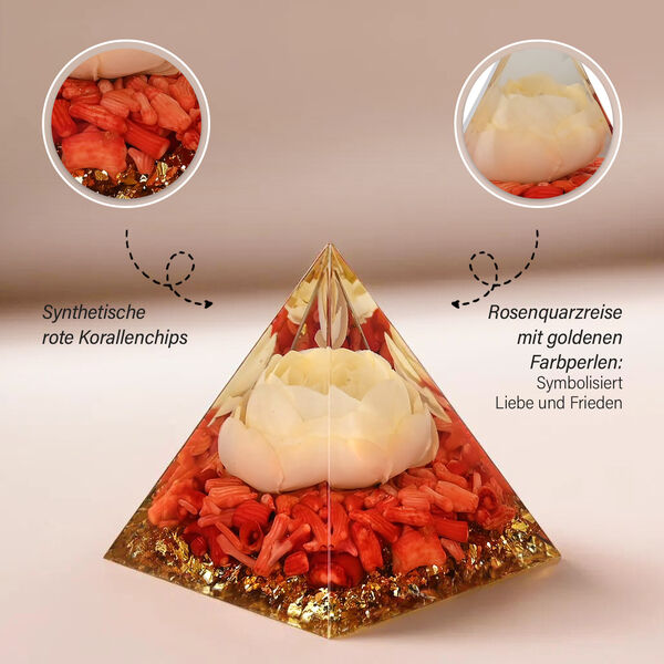 Energie-Edelstein Pyramide mit Rosenquarz, 6x6x6 cm image number 4