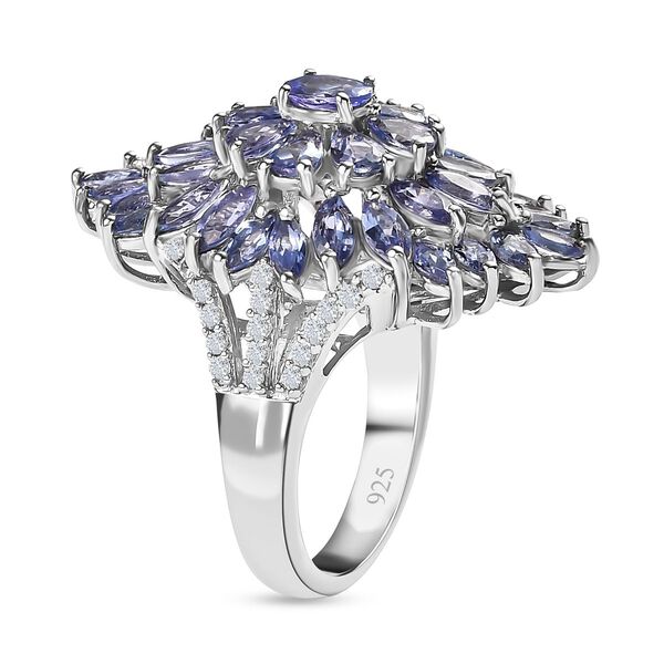 Tansanit und Zirkon Cluster Cocktail Ring - 5,15 ct. image number 5