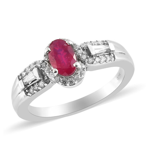 Afrikanischer Rubin und Zirkon-Ring, (Fissure gefüllt), 925 Silber platiniert image number 4