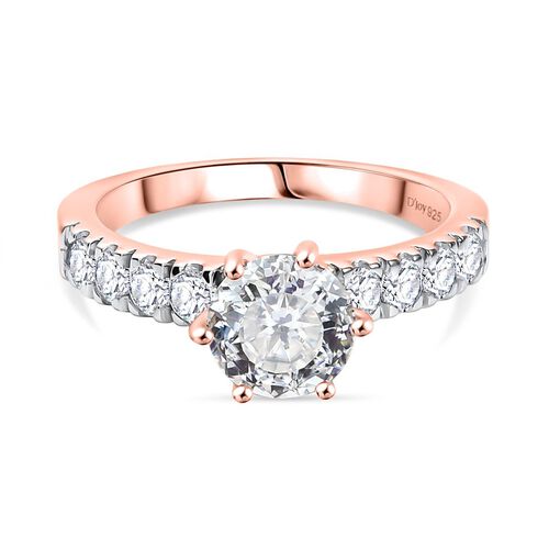 D’joy 100 Facetten Moissanit Ring 925 Silber 750 rosévergoldet (Größe 20.00) ca. 1,75 ct image number 0