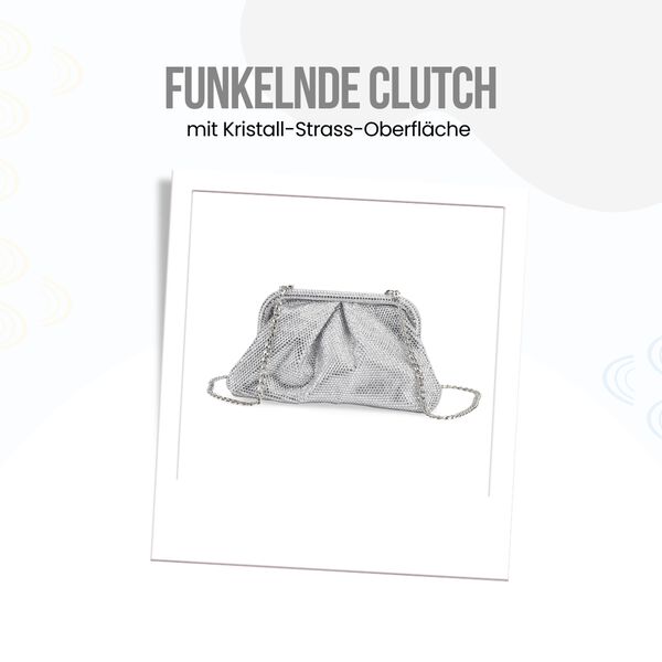 Clutch mit Metallschulterriemen, 24x11x13cm, Silber image number 1
