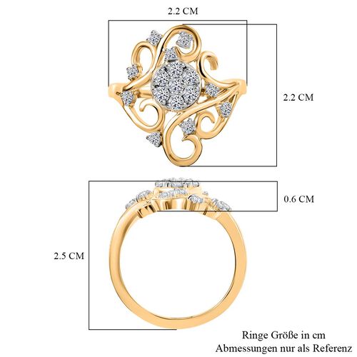 LUXURIANT DIAMOND - Lab Grown Diamant SI Ring 925 Silber 750 Gelbgold Vermeil (Größe 17.00) ca. 0.50 ct image number 6