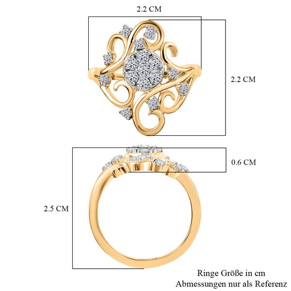 LUXURIANT DIAMOND - Lab Grown Diamant SI-GH SGL zertifiziert Ring 925 Silber 750 Gelbgold Vermeil (Größe 17.00) ca. 0.50 ct image number 6