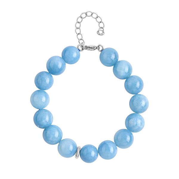 Blauer Quarzit Armband, (11-13mm), ca. 19 cm Reiner Edelstahl, ca. 200.00 ct