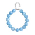 Blauer Quarzit Armband, (11-13mm), ca. 19 cm Reiner Edelstahl, ca. 200.00 ct