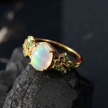 D'Joy AA Nat&uuml;rlicher, &auml;thiopischer Welo Opal und Tsavorit Granat Ring - 1,67 ct.