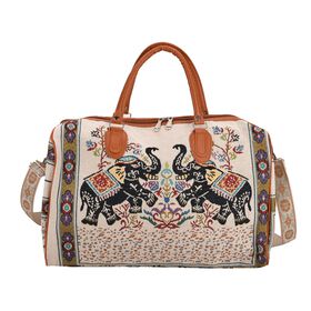 Weekender-Tasche mit Blumenmuster, 45x23x27 cm, Elefant