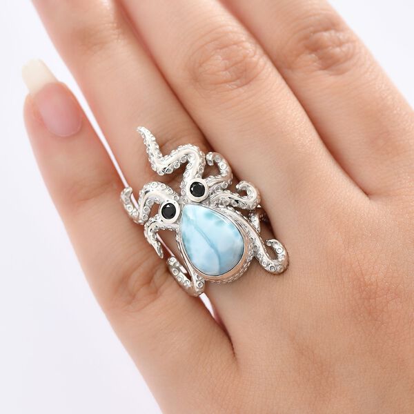 GP Trionfo Kollektion - Larimar, schwarzer Spinell und blauer Saphir Ring und Anh&auml;nger mit 45cm Kette image number 12