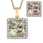 AAA Turkizit, Weißer Diamant Schmuckset ca. 50 cm 585 Gold ca. 4,35 ct.