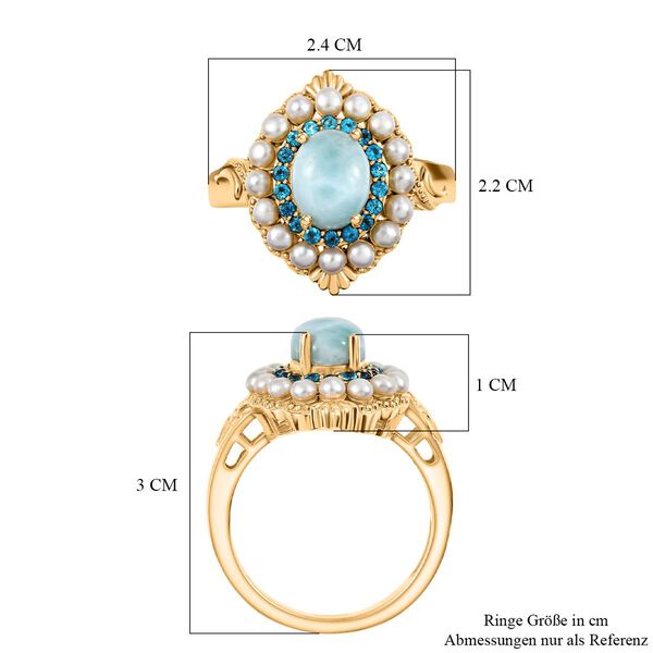 D'Joy Larimar, S&uuml;&szlig;wasser Perle und Neon Apatit Ring image number 7