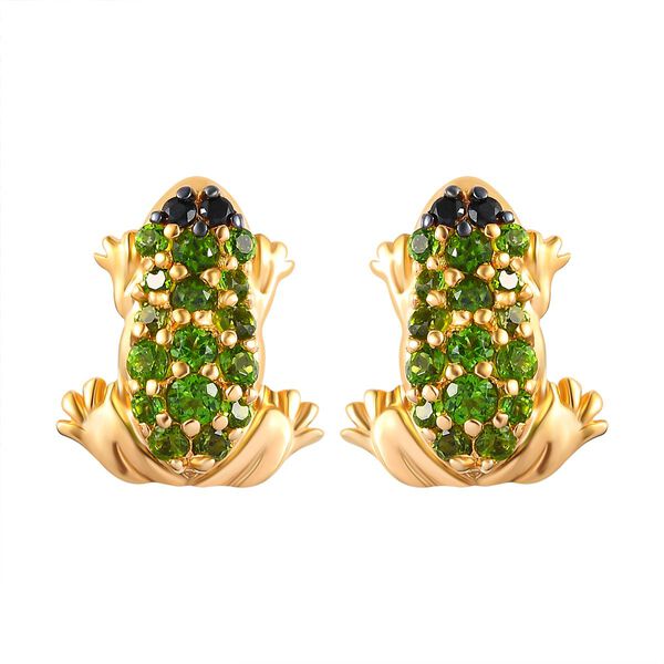 GP Trionfo Kollektion - Nat&uuml;rliche Chromdiopsid Ohrringe, 925 Silber Gelbgold Vermeil ca. 0.98 ct