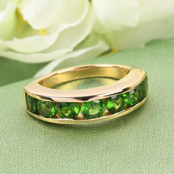 Russischer Diaopsid Band Ring 925 Silber 585 Vergoldet image number 2