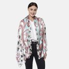 LA MAREY - 100% nat&uuml;rlicher, bedruckter Maulbeerseiden-Schal in Geschenkbox, 50x165 cm, Nude-T&uuml;rkis