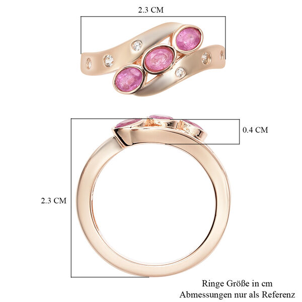 Ilakaka Rosa Saphir (Fissure gef&uuml;llt) und Zirkon Bypass-Ring, 925 Silber ros&eacute;vergoldet image number 7