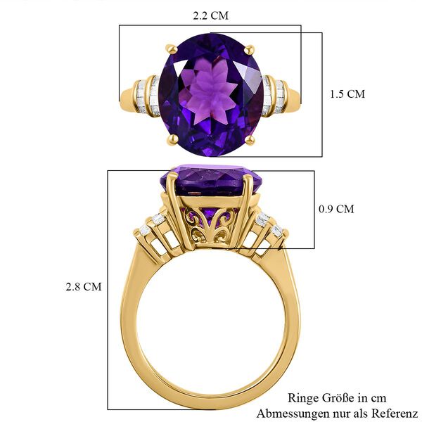 Afrikanischer Amethyst und weißer Diamant-Ring, 925 Silber vergoldet (Größe 17.00) ca. 7.12 ct image number 7